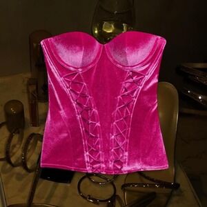 Savage x Fenty Pink Velvet Corset - Size Small
